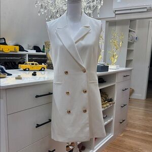 French Connection White Double-Breasted Mini Dress